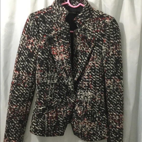 Zara Jackets & Blazers - Zara Woman M tweed look jacket blazer Black, white